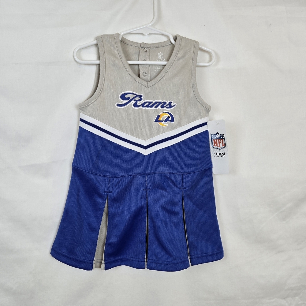 NFL Los Angeles Rams TeamApparel Toddler Girl Blue Gray Cheer Cheer Dress 4T NEW